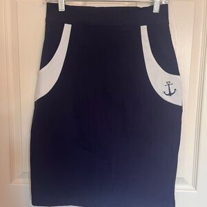 RockSteady Blue and White Pencil Skirt Pin-Up Style